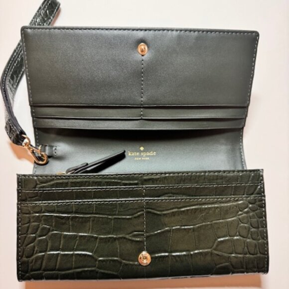 Kate Spade Wristlet Wallet Clutch Crocodile - Green - Picture 4 of 7